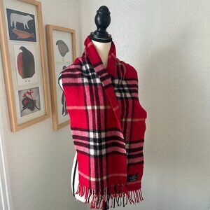Ballantrae Edinburgh 100% Lambswool Scarf Red Black Cream Plaid Tartan Check